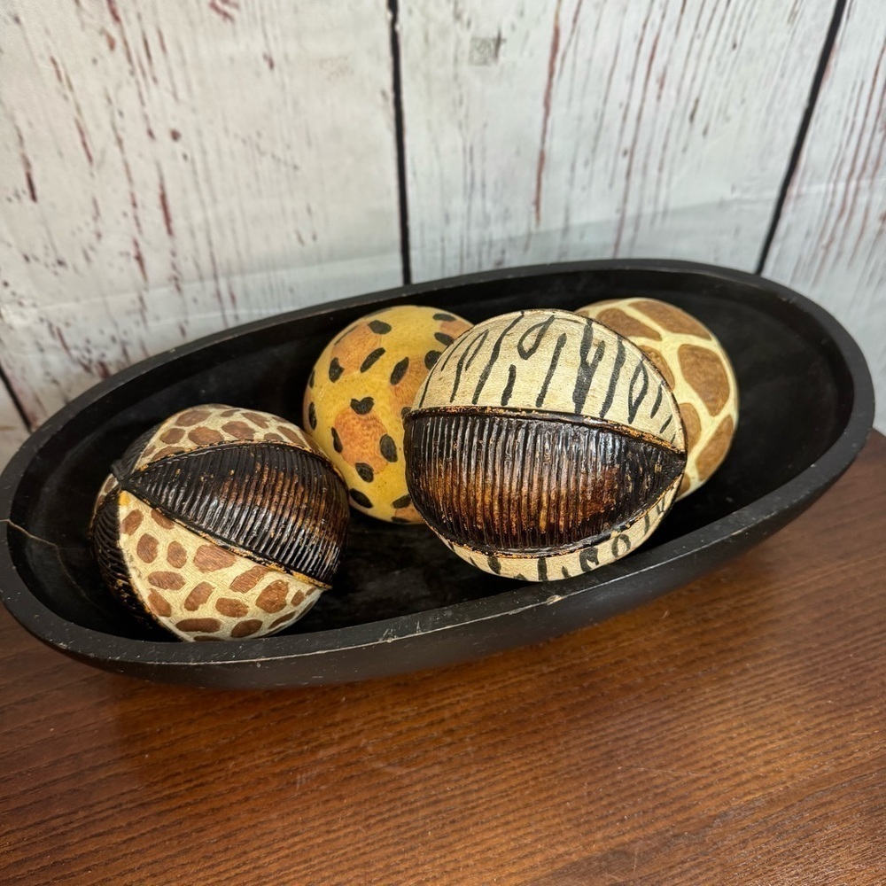 WORLD MARKET Safari themed ball decors about 4” diameter set of four